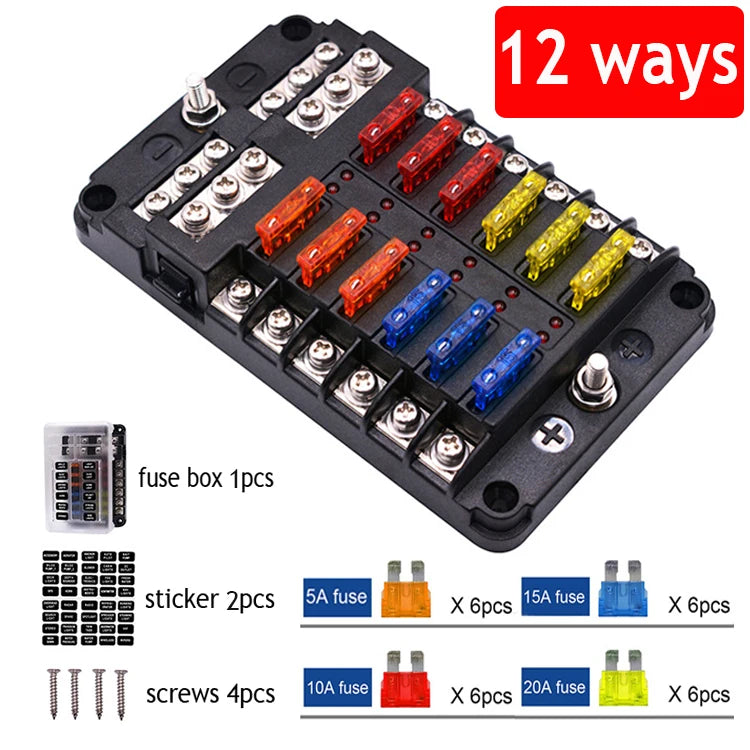 12 Way Fuse Box Holder With Blade Fuse Holder Block