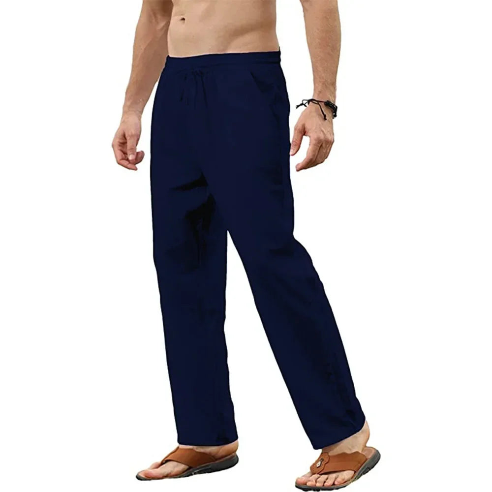 Men Cotton Linen Pants Joggers