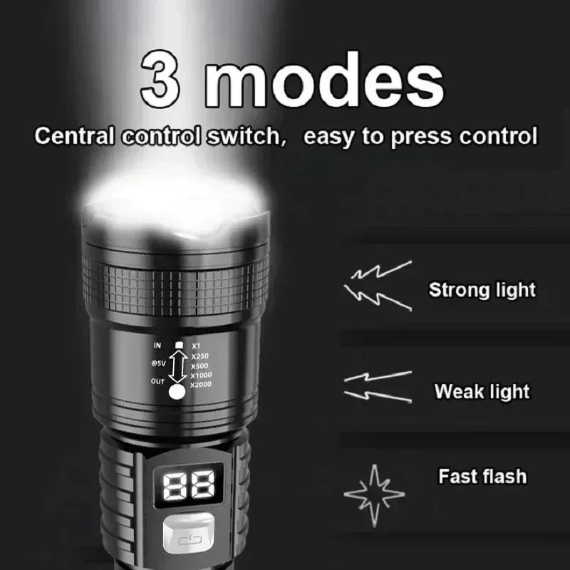 100000LM Super Bright Flashlight Rechargeable LED Torch