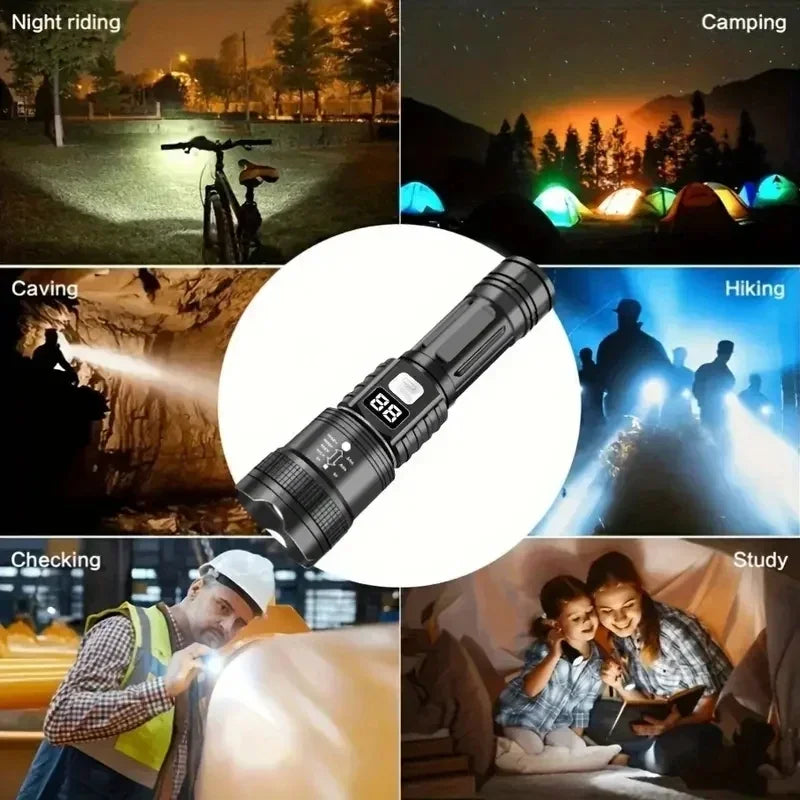 100000LM Super Bright Flashlight Rechargeable LED Torch