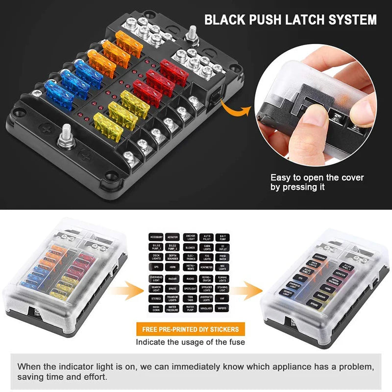 12 Way Fuse Box Holder With Blade Fuse Holder Block