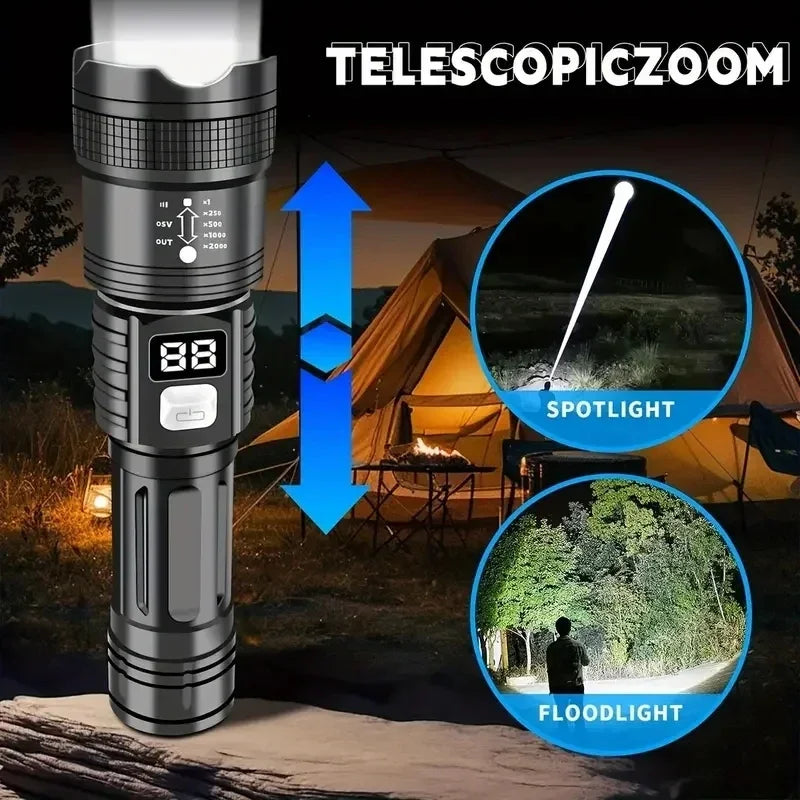 100000LM Super Bright Flashlight Rechargeable LED Torch