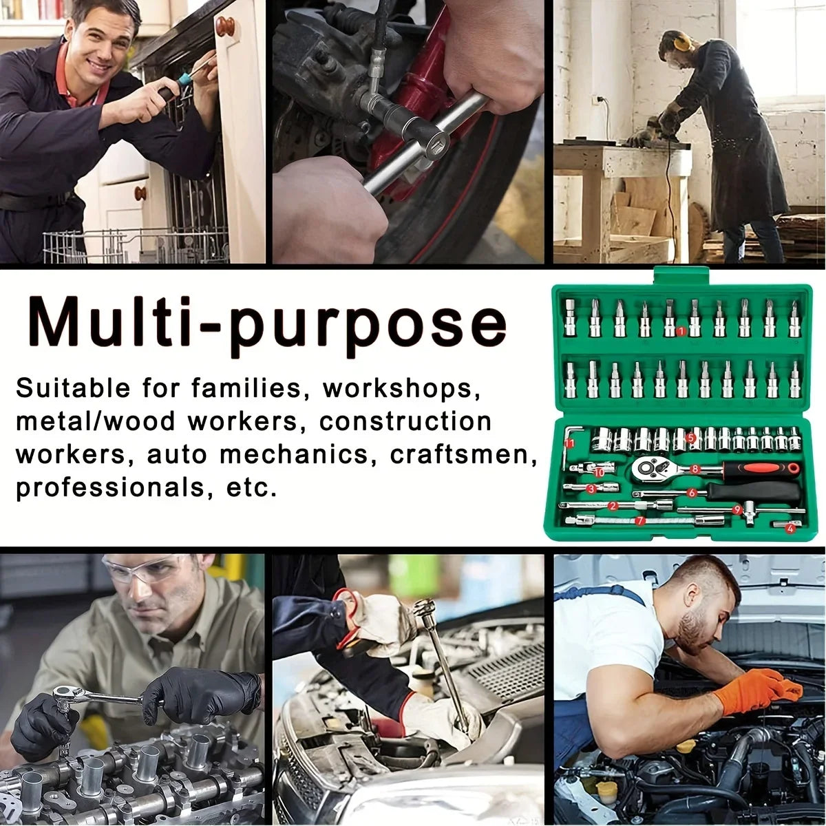 46pc Drive Socket Set 1/4 inch