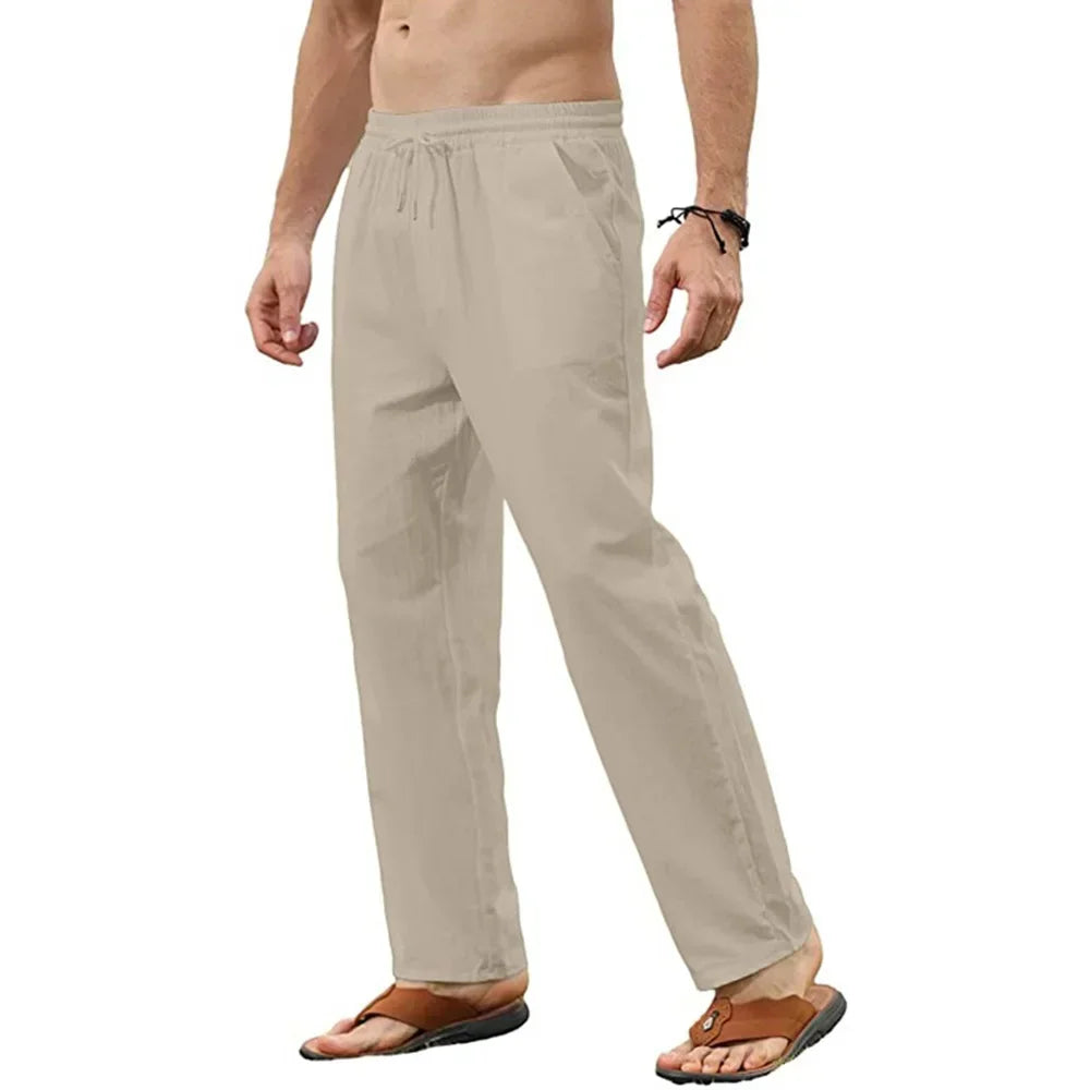 Men Cotton Linen Pants Joggers