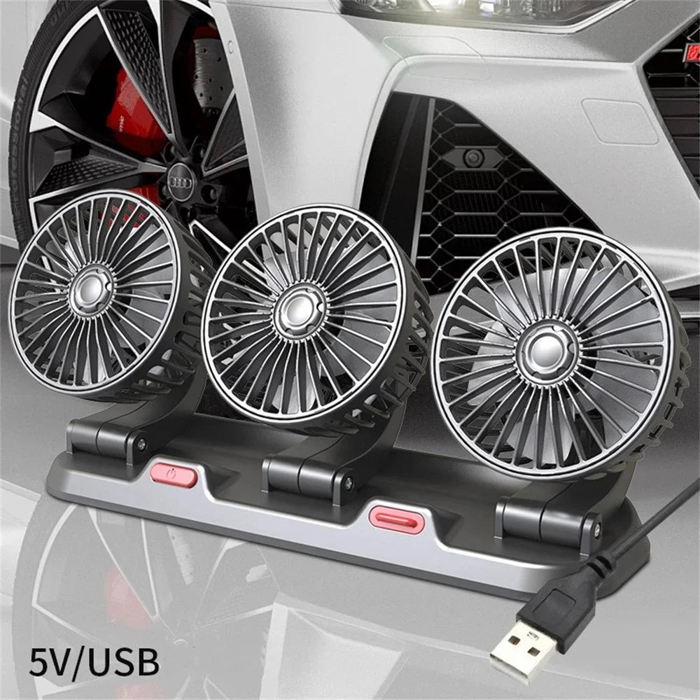 Car Fan 360° Adjustable 3 Head Air Fan