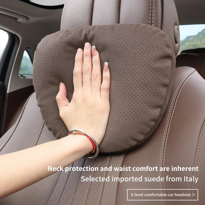 S-level Headrest Neck Pillow Car Seat Waist Pillow Super Soft Protector Neck Compatible For Tesla Audi Benz BMW Cars Interior