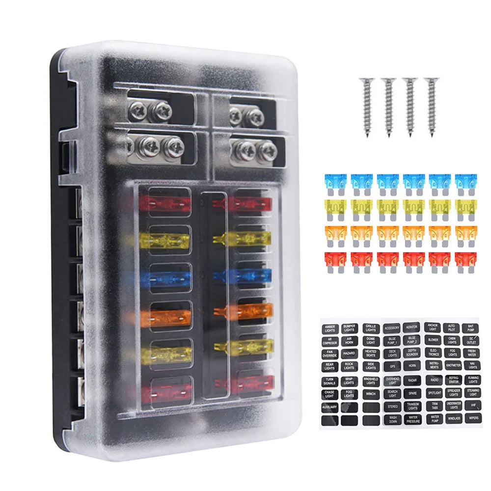 12 Way Fuse Box Holder With Blade Fuse Holder Block