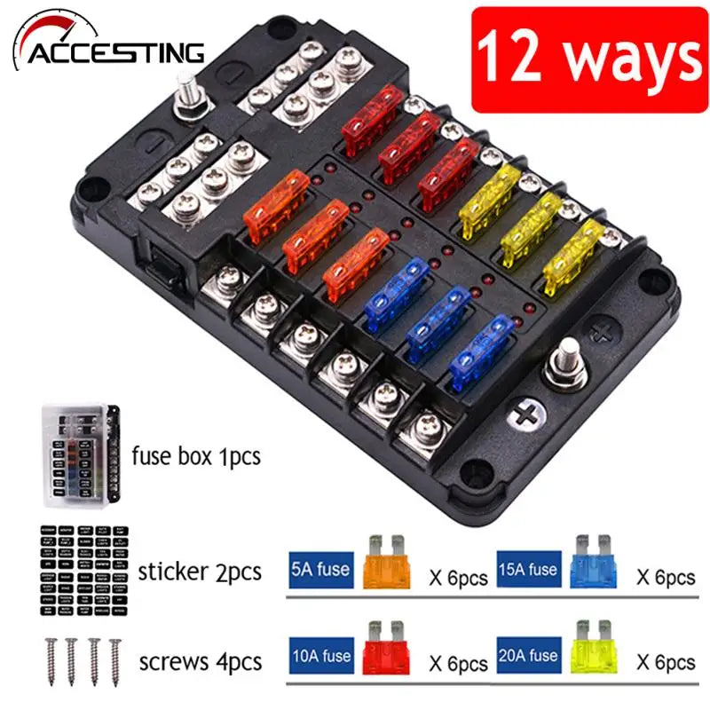 12 Way Fuse Box Holder With Blade Fuse Holder Block