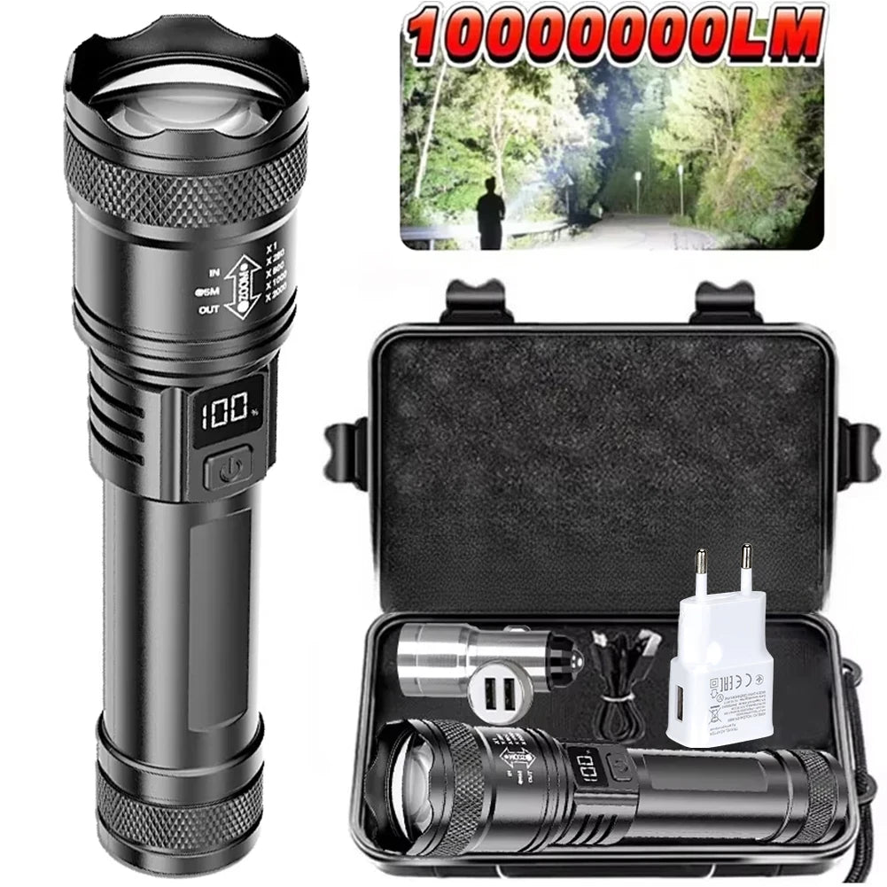 100000LM Super Bright Flashlight Rechargeable LED Torch