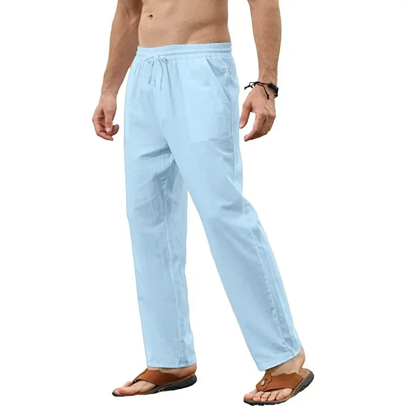 Men Cotton Linen Pants Joggers