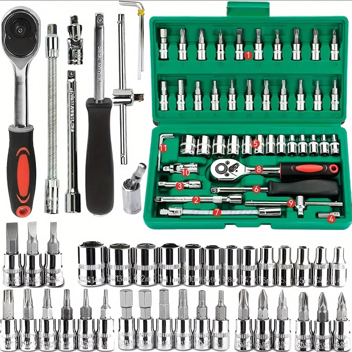 46pc Drive Socket Set 1/4 inch
