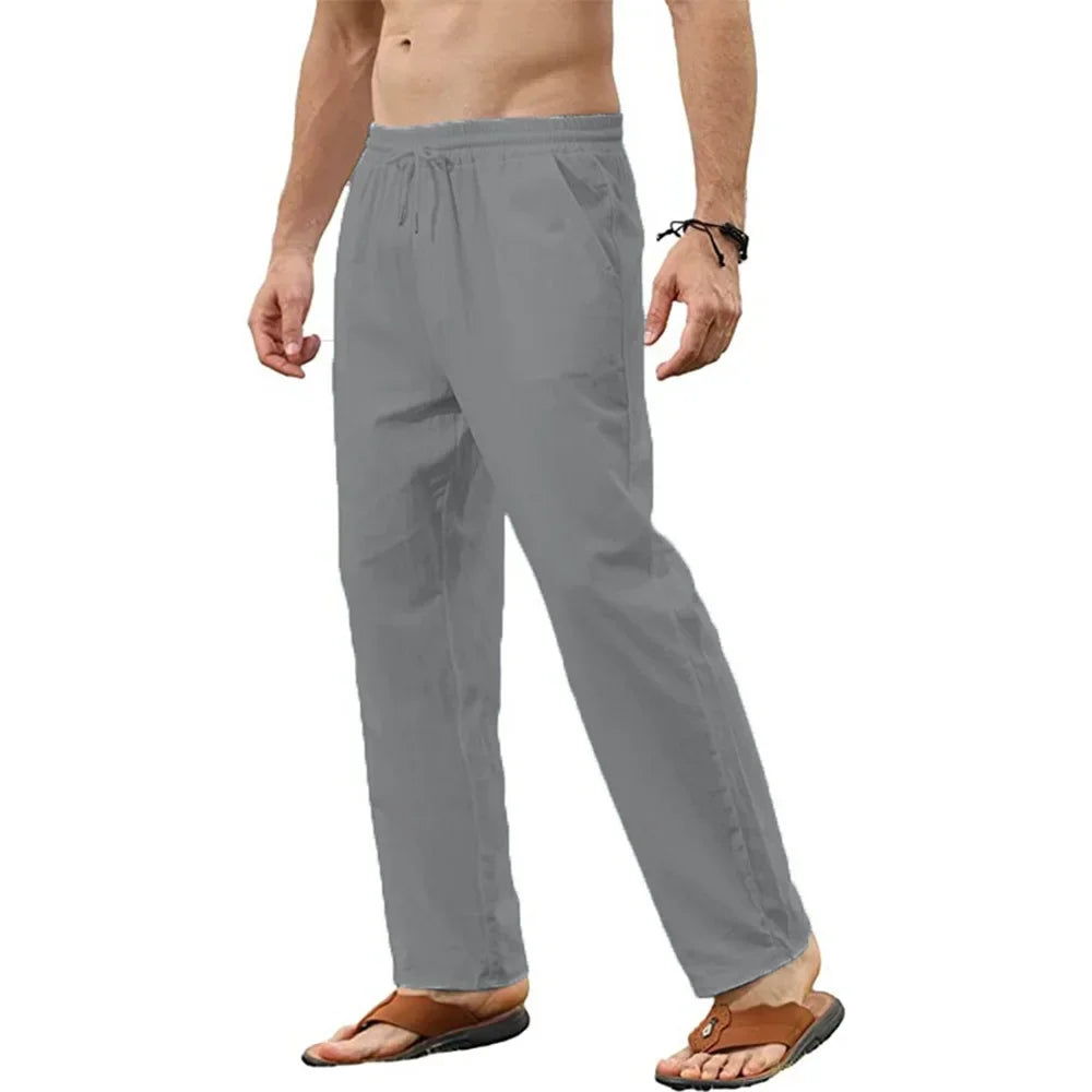 Men Cotton Linen Pants Joggers