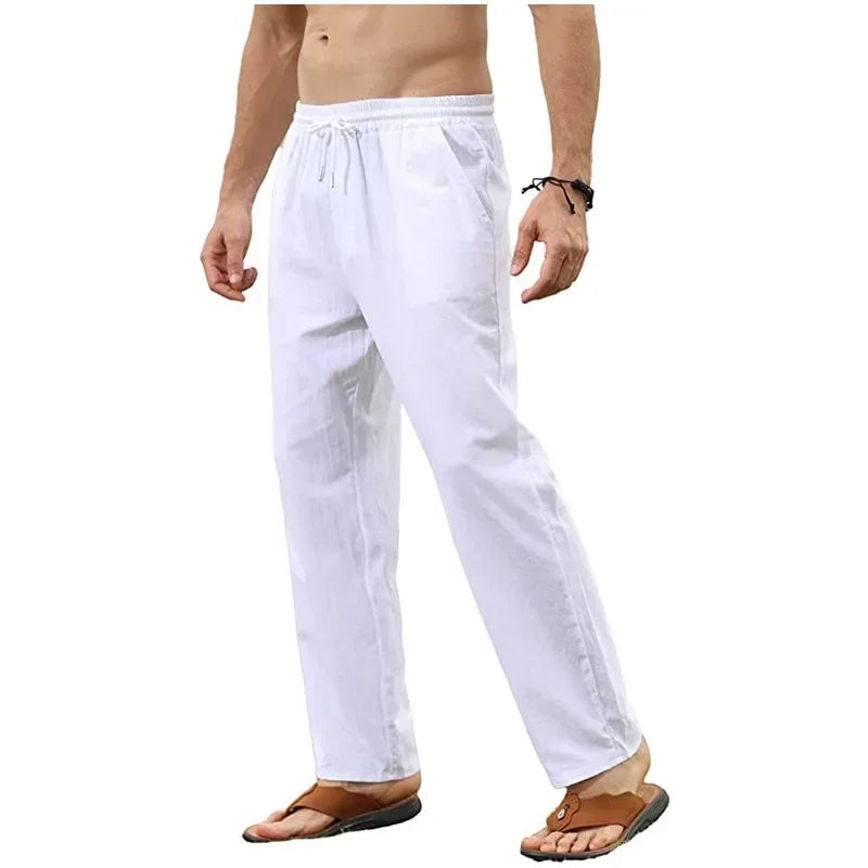 Men Cotton Linen Pants Joggers