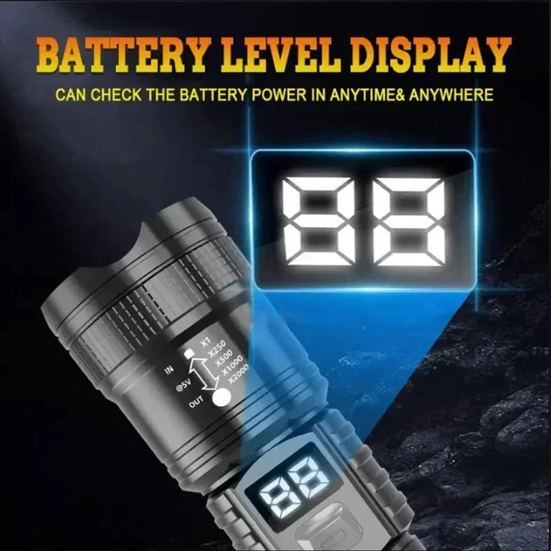 100000LM Super Bright Flashlight Rechargeable LED Torch