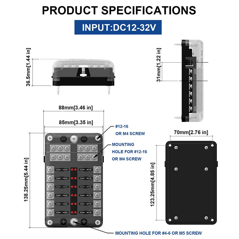 12 Way Fuse Box Holder With Blade Fuse Holder Block